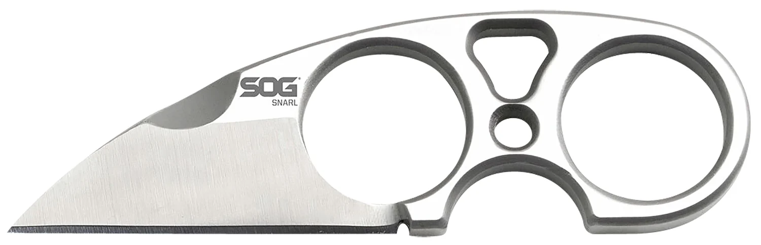 S.O.G SOG-JB01K-CP Snarl 2.30" Fixed Plain Sheepsfoot Satin 9Cr18MoV SS Blade/ Silver Stainless Steel Handle