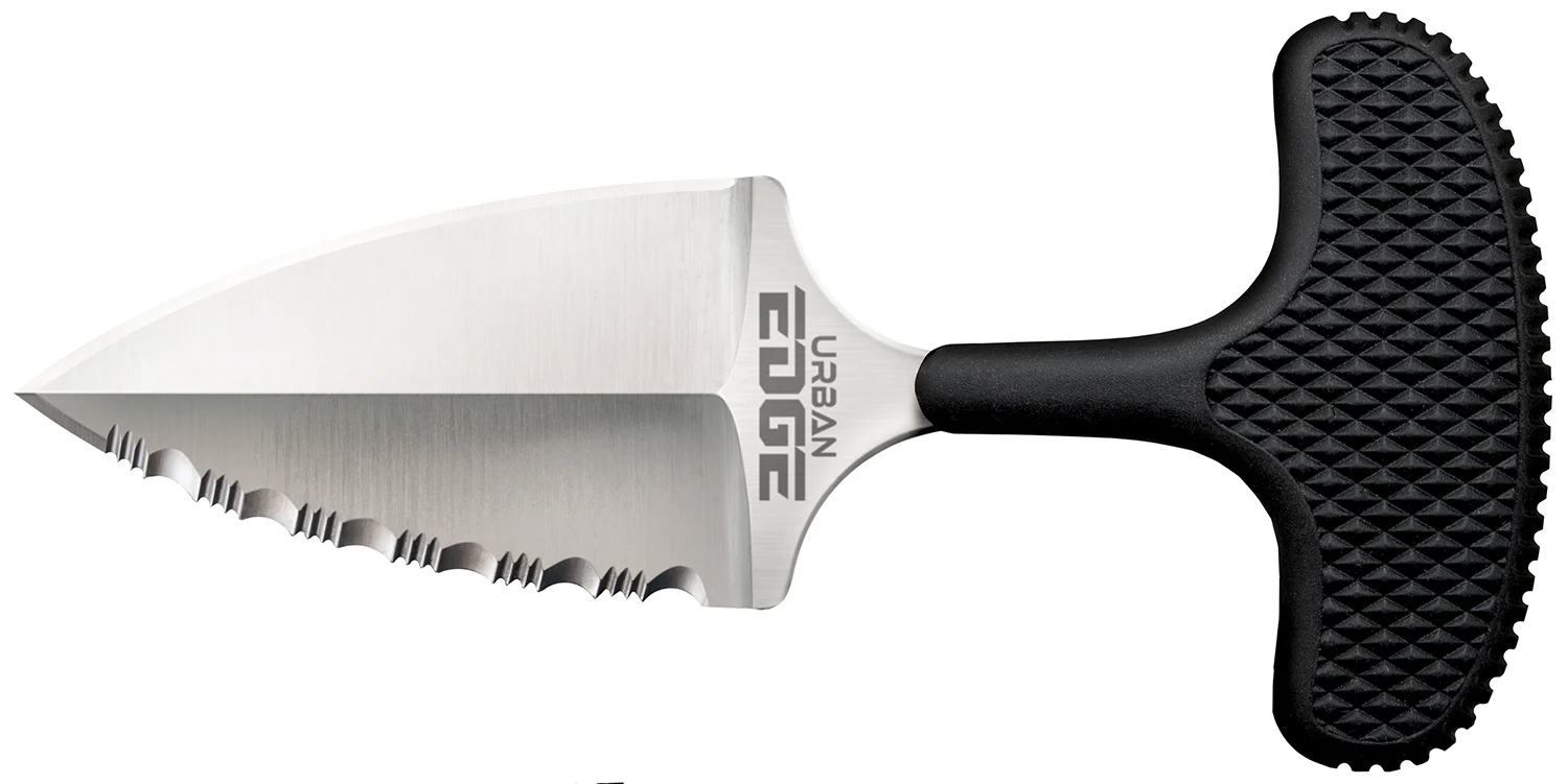 Cold Steel CS43XLS Urban Edge 2.50" Fixed Part Serrated Stone Washed Japanese AUS-8A SS Blade/Black Textured Kray-Ex Handle