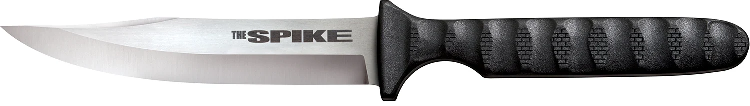 Cold Steel CS-53NBS Spike 4" Fixed Bowie Plain 4116 Stainless Steel Blade/Black Scalloped Griv-Ex Handle Includes Sheath