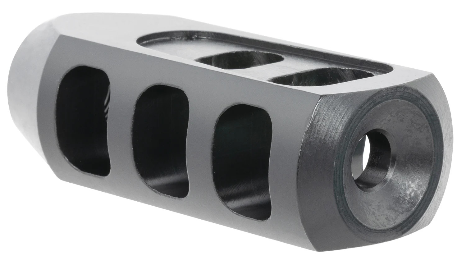TacFire Tanker Muzzle Brake Black Oxide Steel with 1/2"-28 tpi Threads 2.76" OAL 1.37" Diameter for 5.56x45mm NATO