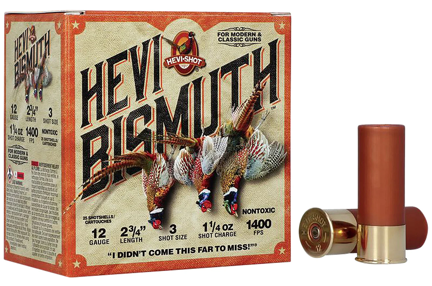 HEVI-Shot HS14713 HEVI-Bismuth Upland 12Gauge 2.75" 1 1/4oz Bismuth 3Shot 25 Per Box/10 Case