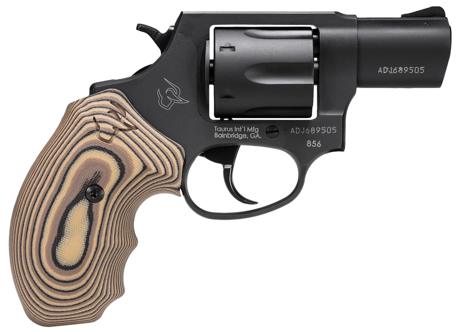 Taurus 2-85621VZ19 856 Small 38 Special 6 Shot 2" Matte Black Carbon Steel Barrel, Cylinder & Frame, Brown VZ Cyclone Grip, Transfer Bar Safety, Exposed Hammer
