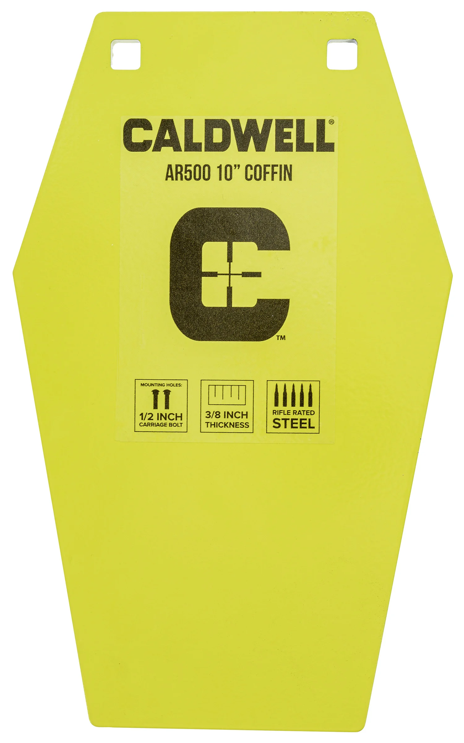 Caldwell 1116693 C 10" Coffin CP4 Yellow Powder Coat AR500 Steel Hanging
