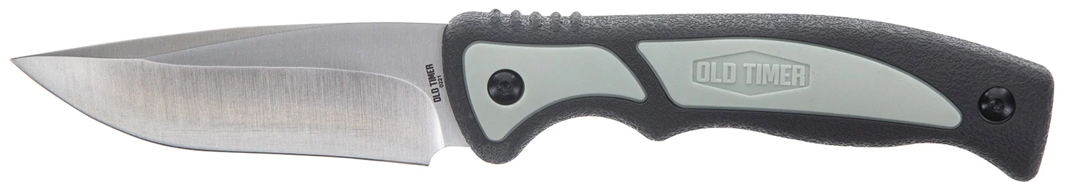 Old Timer 1137135 Trail Boss 3.70" Fixed Drop Point Plain Stainless Steel Blade 5.25" TPE Handle Includes Sheath