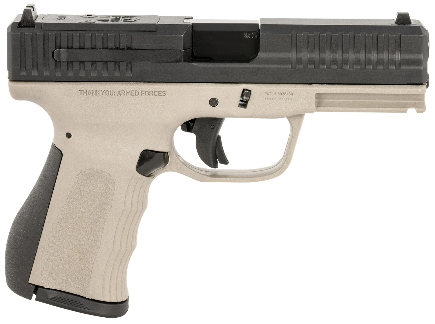 FMK FMKG49TG G3 9mm Luger 14+1 4" Stainless Steel Barrel, Black Optic Cut/Serrated Carbon Steel Slide, Titanium Gray Polymer Frame w/Picatinny Rail, Black Backstrap Grip