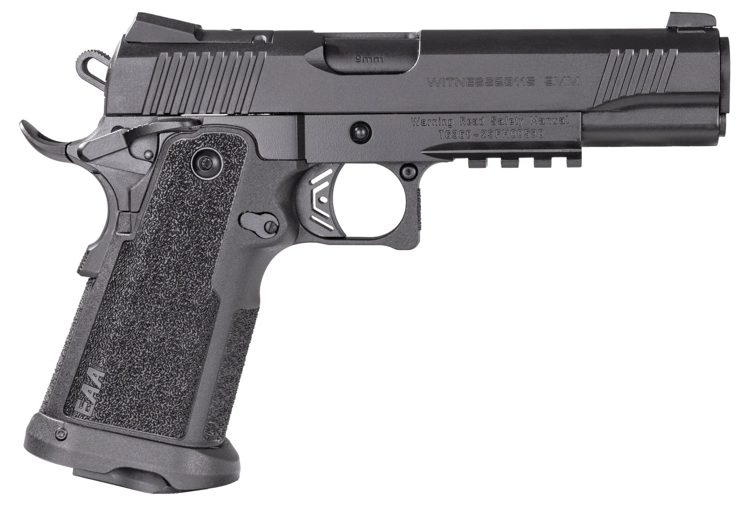 Girsan 395020 Witness2311 9mm Luger 17+1 5" Black Steel Barrel, Black Optic Ready/Serrated Steel Slide, Black Polymer Frame w/Beavertail & Picatinny Rail, Black Checkered Polymer Grip, Ambidextrous