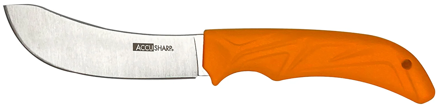 AccuSharp 732C Butcher 4" Fixed Butcher Plain Stainless Steel Blade/Blaze Orange Ergonomic Anti-Slip Rubber Handle