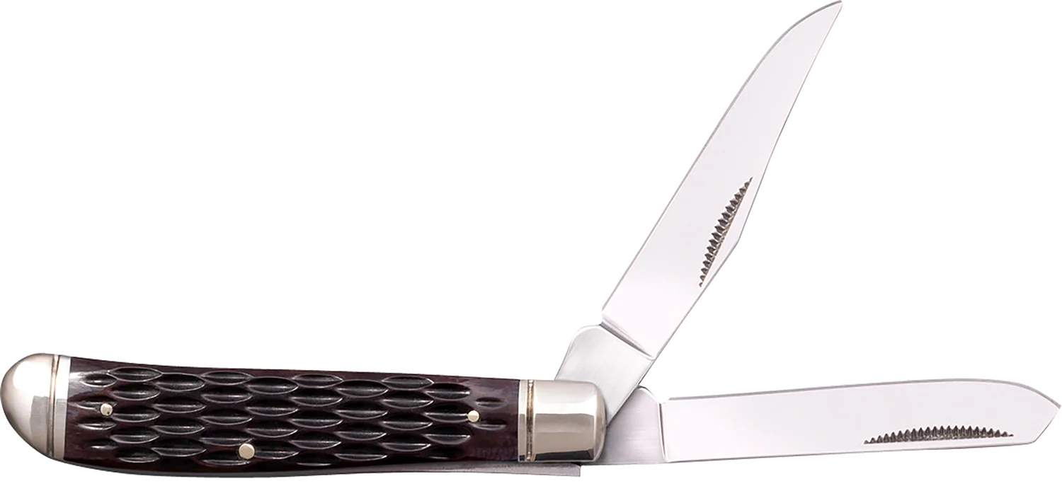 Cold Steel CSFLMTRPRJ Trapper Mini 2.60"/2.70" Folding Clip/Spey Plain 3Cr13MoV SS Blade/Brown Jigged w/Polished Bolsters Bone Handle
