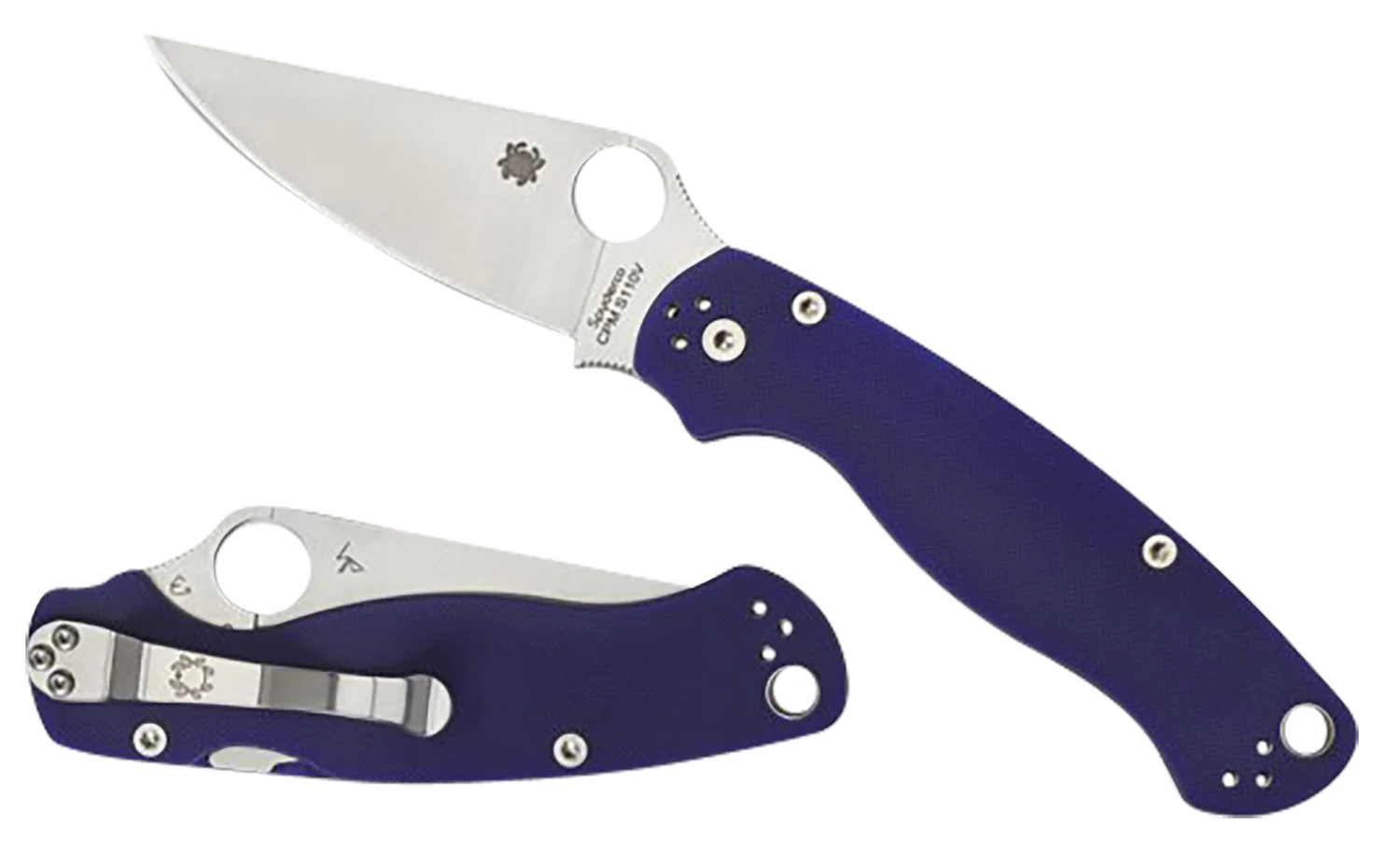 Spyderco C81GPDBL2 Para Military 2 3.42" Folding Plain Satin CPM S110V Blade/Dark Blue Textured G10 Handle Includes Pocket Clip