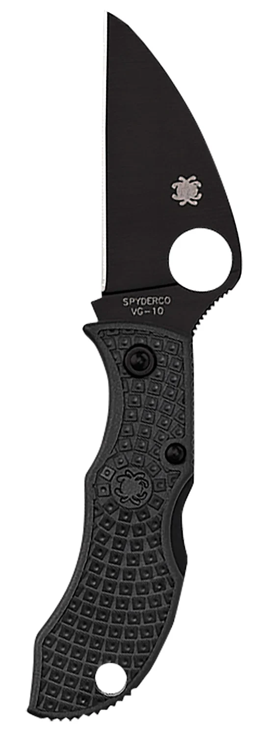 Spyderco MBKWPBK Manbug 1.91" Folding Wharncliffe Plain Non-Reflective Black TiCN VG-10 SS Blade/Black Textured FRN Handle
