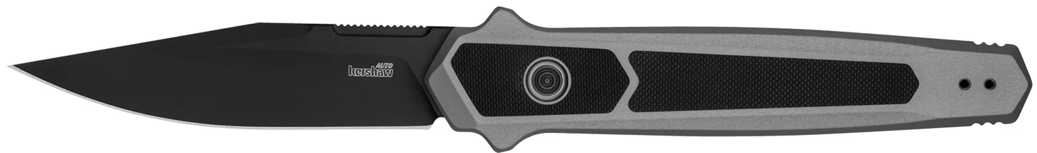 Kershaw 7951 Launch 17 Automatic 3.50" Folding Clip Point Plain Black Cerakote S35VN Blade, Gray Anodized w/Black G10 Inlays Aluminum Handle, Includes Pocket Clip