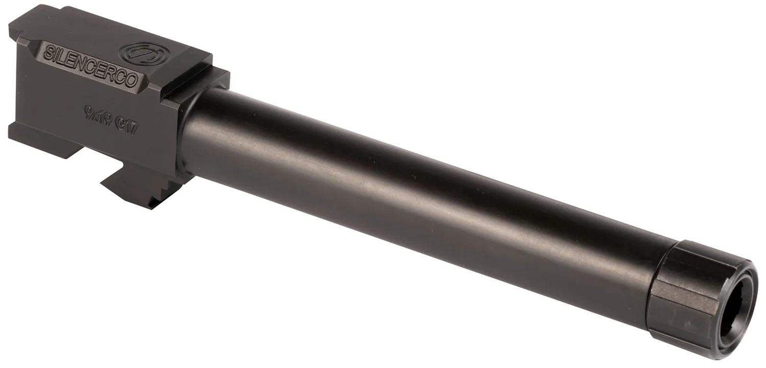 SilencerCo AC864 Glock 9mm Luger 5" Threaded Black Nitride Stainless Steel, Fits Glock 17 Gen1-4