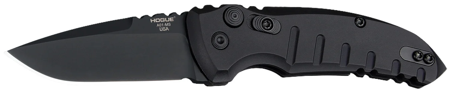 Hogue 24116 A01 2.75" Folding Drop Point Plain Black Cerakote 154CM SS Blade/Matte Black Aluminum Handle