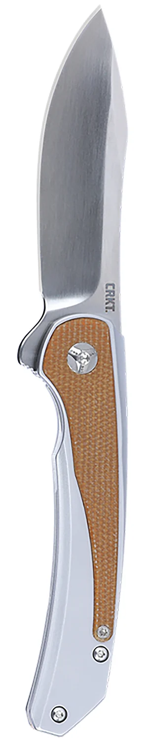 CRKT 6070 Padawan 3.01" Folding Wharncliffe Plain Brushed Satin 14C28N Steel Blade, SS w/G10 Coyote Tan Overlays Handle