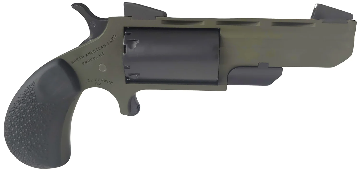 North American Arms NAATGHCB Green Huntsman Conversion 22 LR/22 Mag 5rd 2" Heavy Vent Rib Barrel, OD Green Cerakote Steel Frame, Matte Black Cylinder, Black Cobblestone Rubber Grip