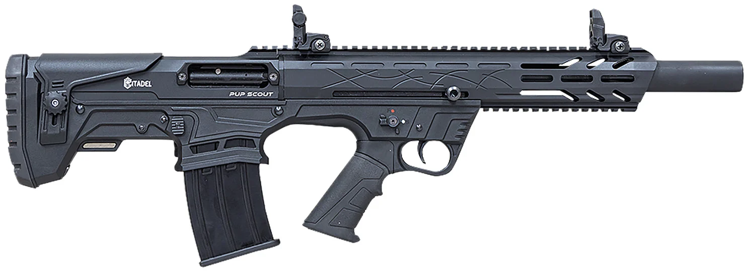 Citadel FRPS1218 Pup Scout 12 Gauge Semi-Auto 3" 5+1 18.50" Black Steel Barrel, Black Picatinny Rail Aluminum Receiver, Picatinny Handguard, Black Adj Cheek Riser Synthetic Stock