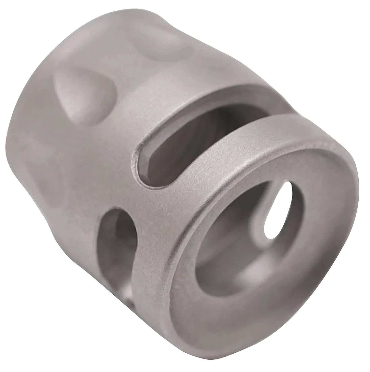 True Precision Inc TPSMICROSS Micro Compensator S-Type Satin Stainless 416R Stainless Steel 1/2"x28 Threads 9mm/380 ACP