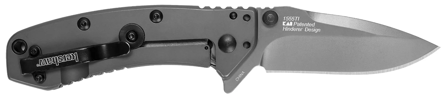 Kershaw 1555TIX Cryo 2.75" Folding Drop Point Plain Gray TiN 8Cr13MoV SS Blade Gray PVD Stainless Steel Handle Clamshell Packaging