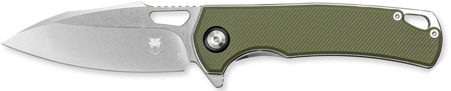 CobraTec Knives CTCLNHRBLK Wolverine 3.12" OTF Drop Point Plain Satin TiCN D2 Steel Blade, 4.25" Green Textured G10 Handle