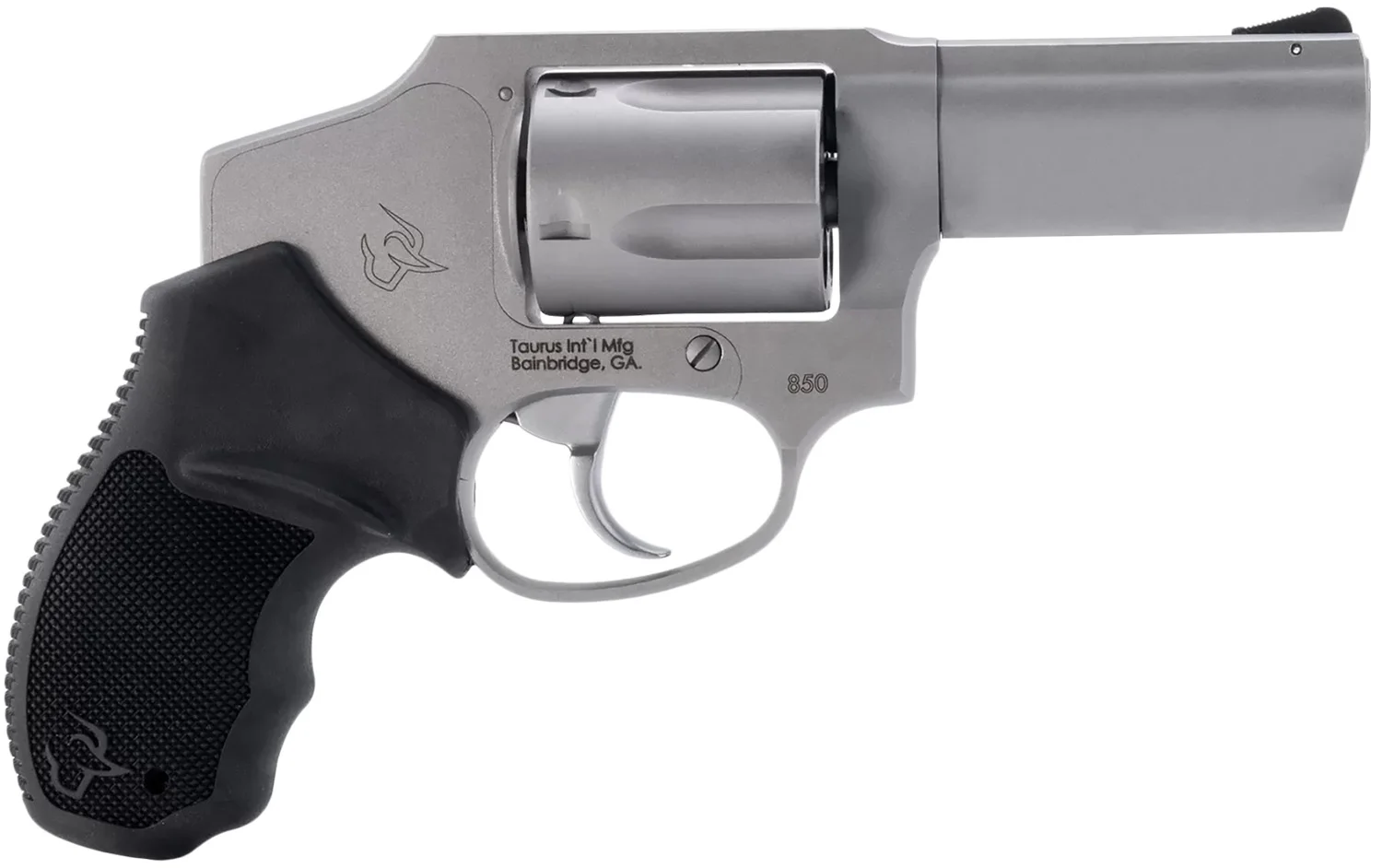 Taurus 2-850139 850 Small 38 Special 5 Shot 3" Matte Stainless Steel Barrel & Cylinder, Matte Stainless Steel Frame, Black Rubber Grip, Transfer Bar Safety, Concealed Hammer