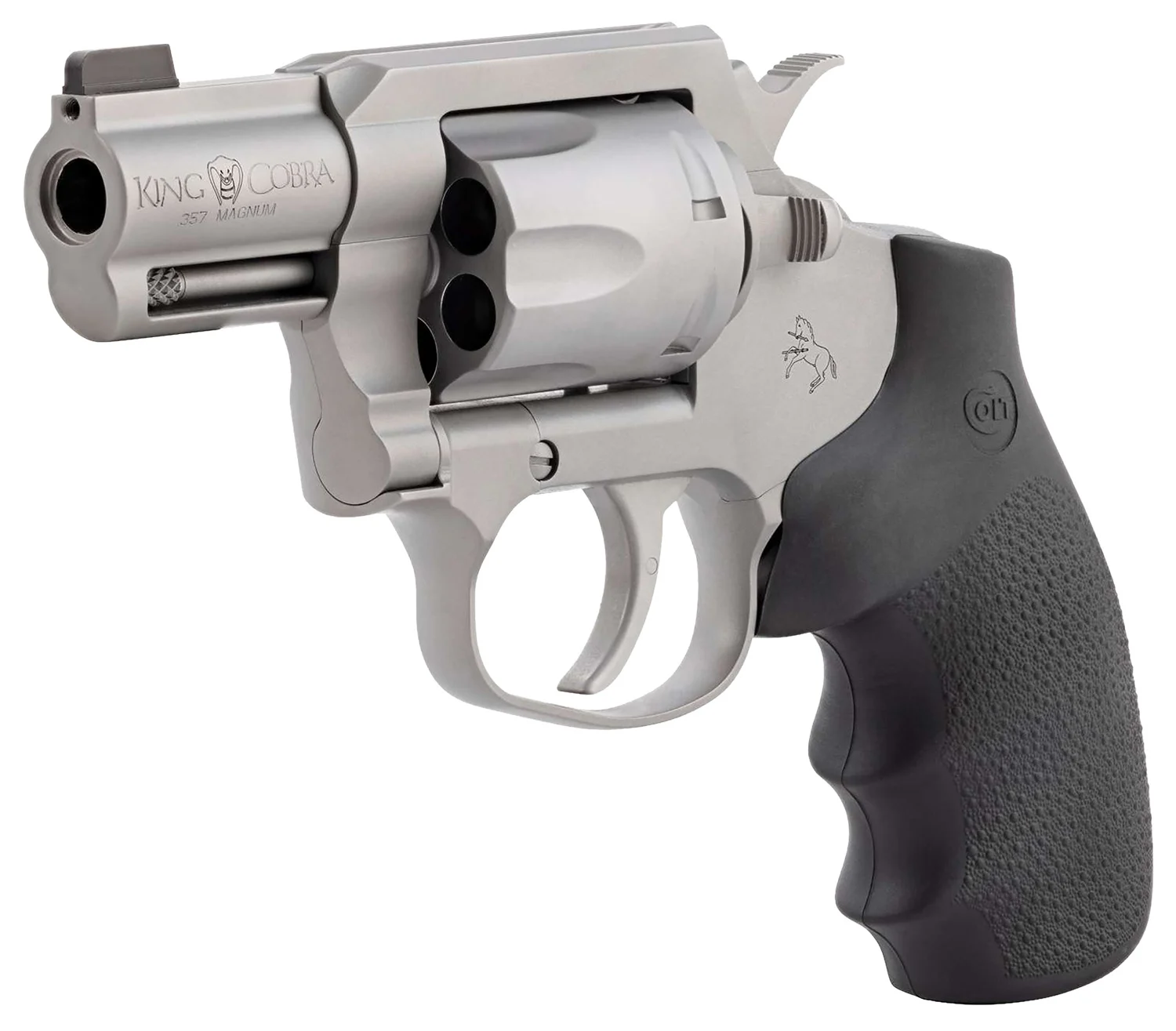 Colt Mfg KCOBRASM2BBS King Cobra Small 357 Mag 6 Shot 2" Matte Stainless Steel Barrel, Cylinder Frame, Black Hogue Overmolded Grips, Exposed Hammer