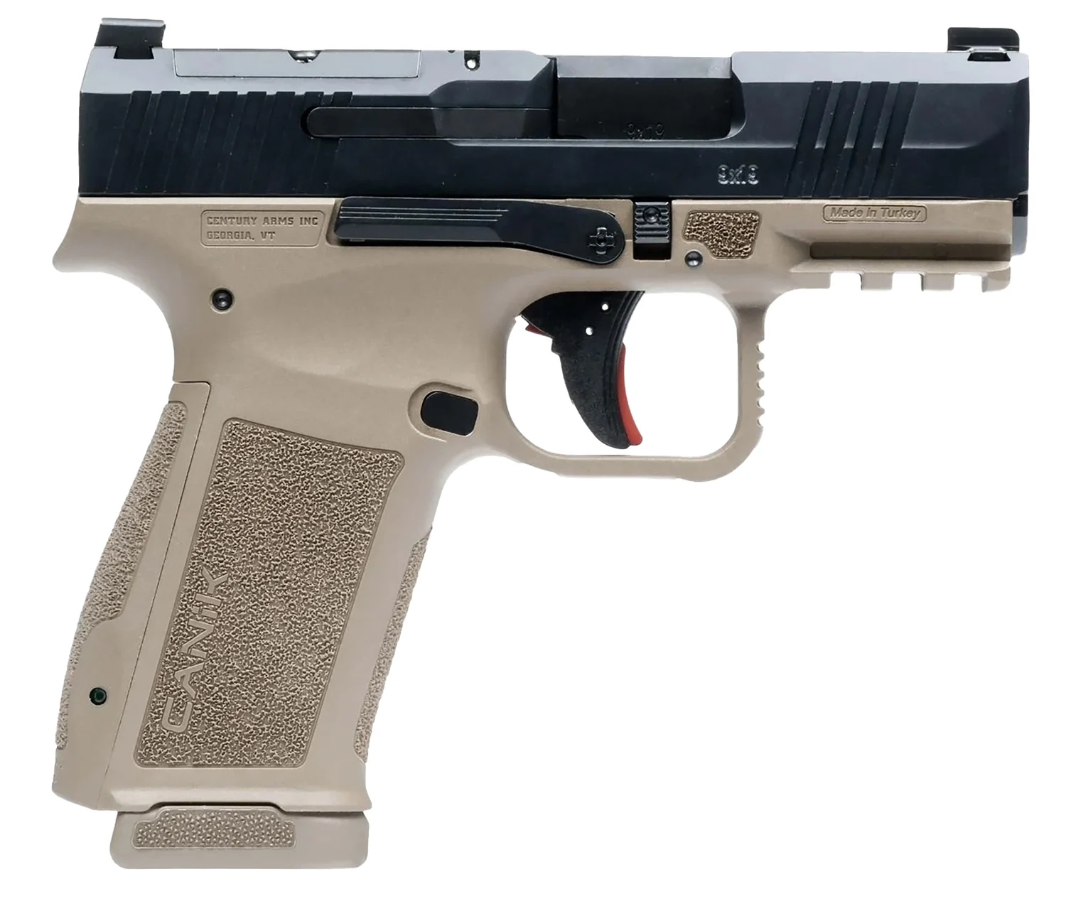 Canik HG7882BDN Mete MC9L Sub-Compact Frame 9mm Luger 17+1 3.18" Black Steel Barrel, Black Nitride Serrated Steel Slide, Flat Dark Earth Polymer Frame w/Picatinny Rail, Interchangeable Backstrap Grip