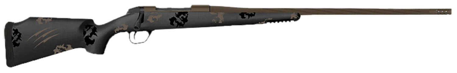 Fierce Firearms TWTROG300PRC20BT Twisted TI Rogue 300 PRC 20" Black Cerakote Steel Threaded Barrel, Black Cerakote Drilled & Tapped Titanium Receiver, LR Negative Comb Trophy Camo Carbon Fiber Stock