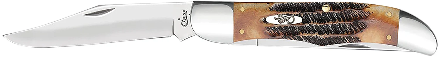 Case 03574 Hunter 4.10" Folding Plain Mirror Polished Tru-Sharp SS Blade, 6.5 BoneStag Handle