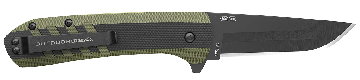Outdoor Edge VX430BC Razor VX4 3" Folding Plain Black/Green
