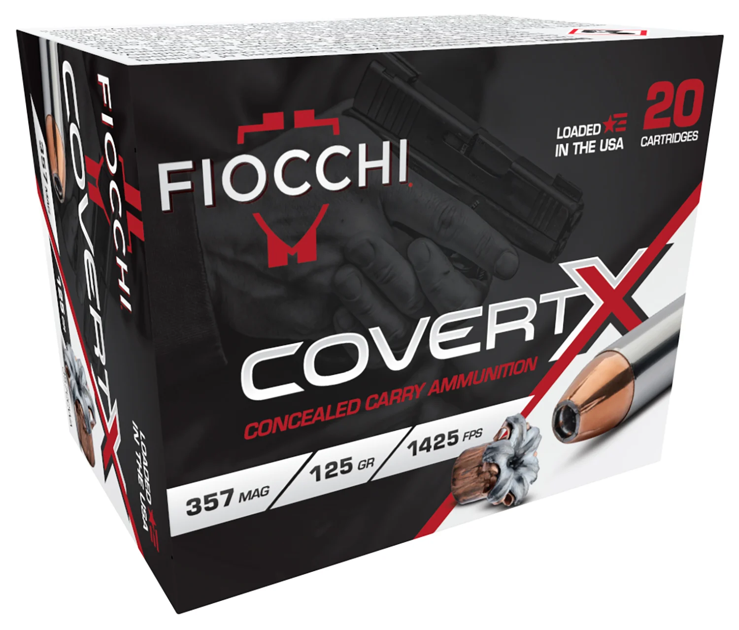 Fiocchi 357CCWA CovertX 357Mag 125gr Jacketed Hollow Point 20 Per Box/10 Case