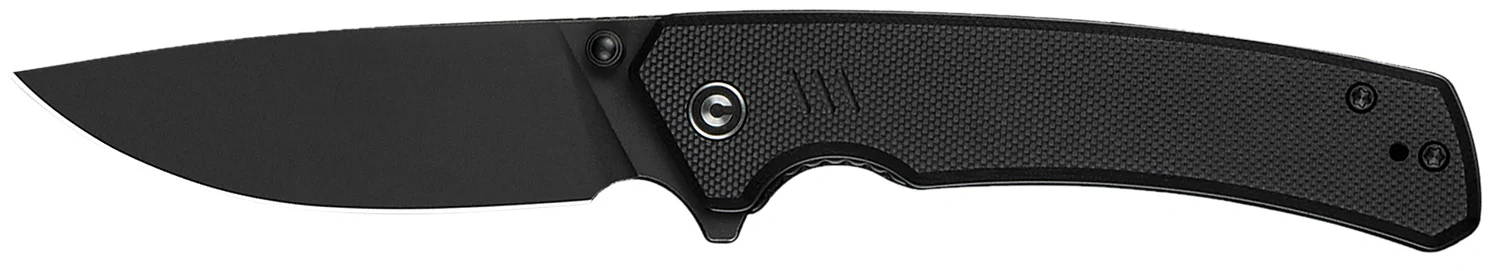 Civivi Knives C24012-1 Merit 3.28" Folding Drop Point Plain Black Stonewashed 14C28N Steel Blade, Black Textured G10 Handle