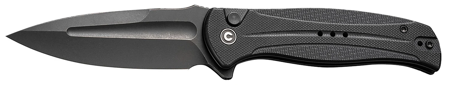 Civivi Knives C23053-1 Incindie 3.48" Folding Spear Point Plain Black Stonewashed 14C28N Steel Blade, Black Textured G10 Handle