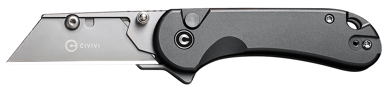 Civivi Knives C23039B-4 Elementum Utility All Purpose Utility Plain 6Cr13 Stainless Steel Blade, Gray Aluminum Handle, 3 Blades & Pouch