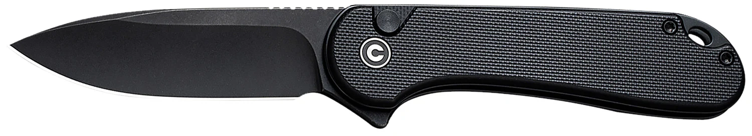 Civivi Knives C18062P-1 Elementum II EDC 2.96" Folding Drop Point Plain Black Stonewashed Nitro-V Steel Blade, Black Textured G10 Handle