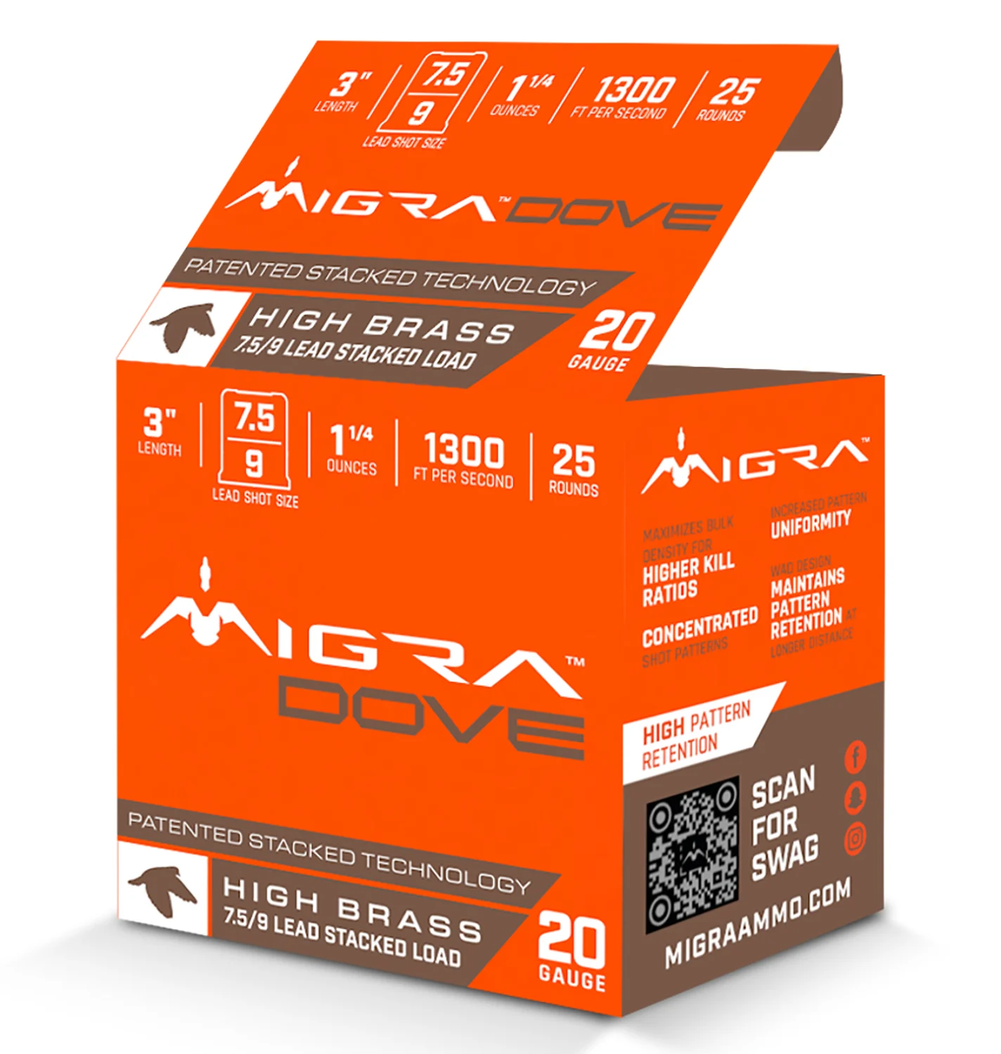 Migra Ammunitions M20UD75-9 Dove 20Gauge 3" 1 1/4oz 7.5/9Shot 25 Per Box/10 Case