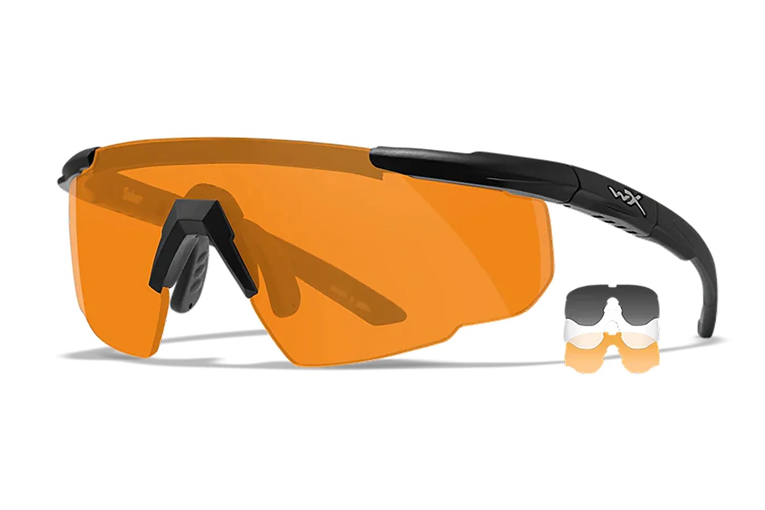 Wiley X 308 Saber Advanced Smoke Gray/Clear/Light Rust Lens Polycarbonate Matte Black Frame