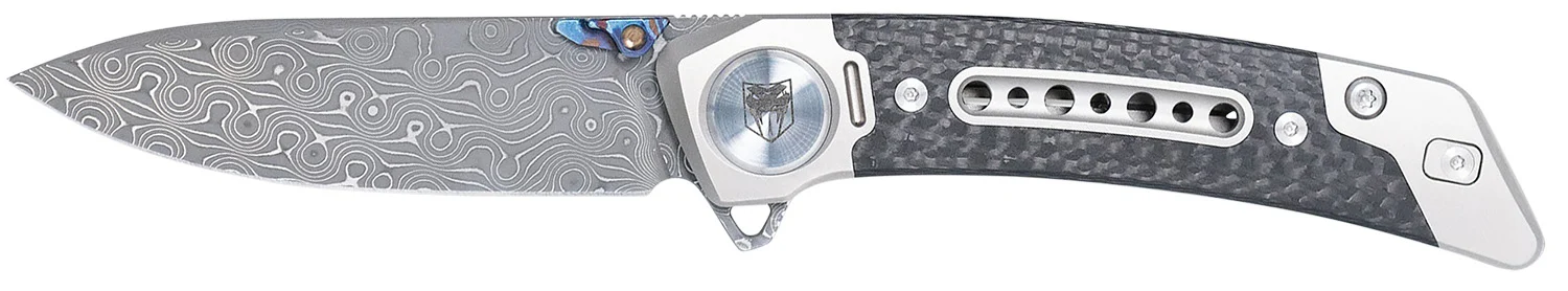 CobraTec Knives CTEMPDAMDNS Emperor 3" Folding Drop Point Plain Damascus VG-10 SS Blade, 4.25" Carbon Fiber/SS Titanium Handle
