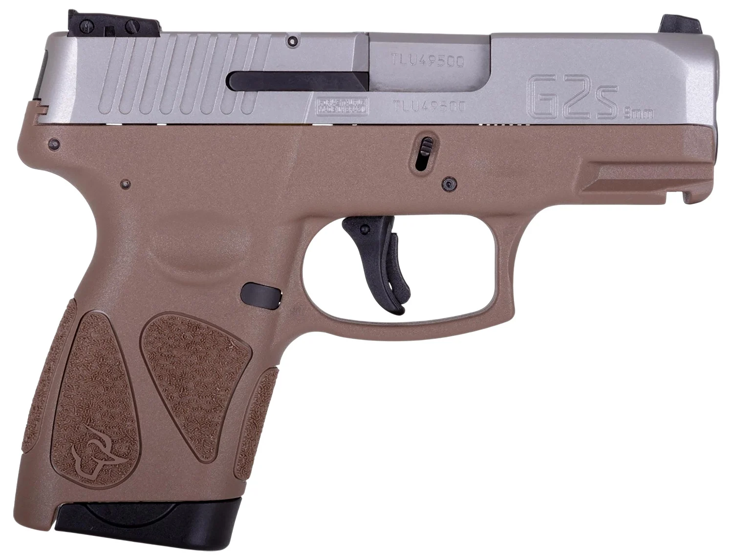 Taurus 1-G2S939B G2S Compact Frame 9mm Luger 7+1 3.26" Matte Stainless Steel Barrel, Black Stainless Steel Serrated Slide, Brown Polymer Frame w/Accessory Rail, Black Polymer Grip