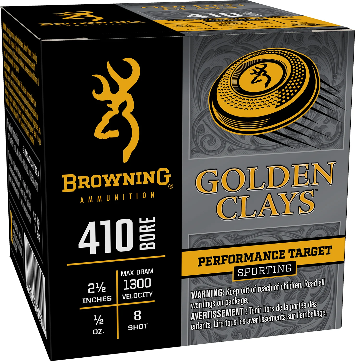 Browning Ammo BGC418 Golden Clays 410Bore 2.50" 1/2oz 8Shot 25 Per Box/10 Case
