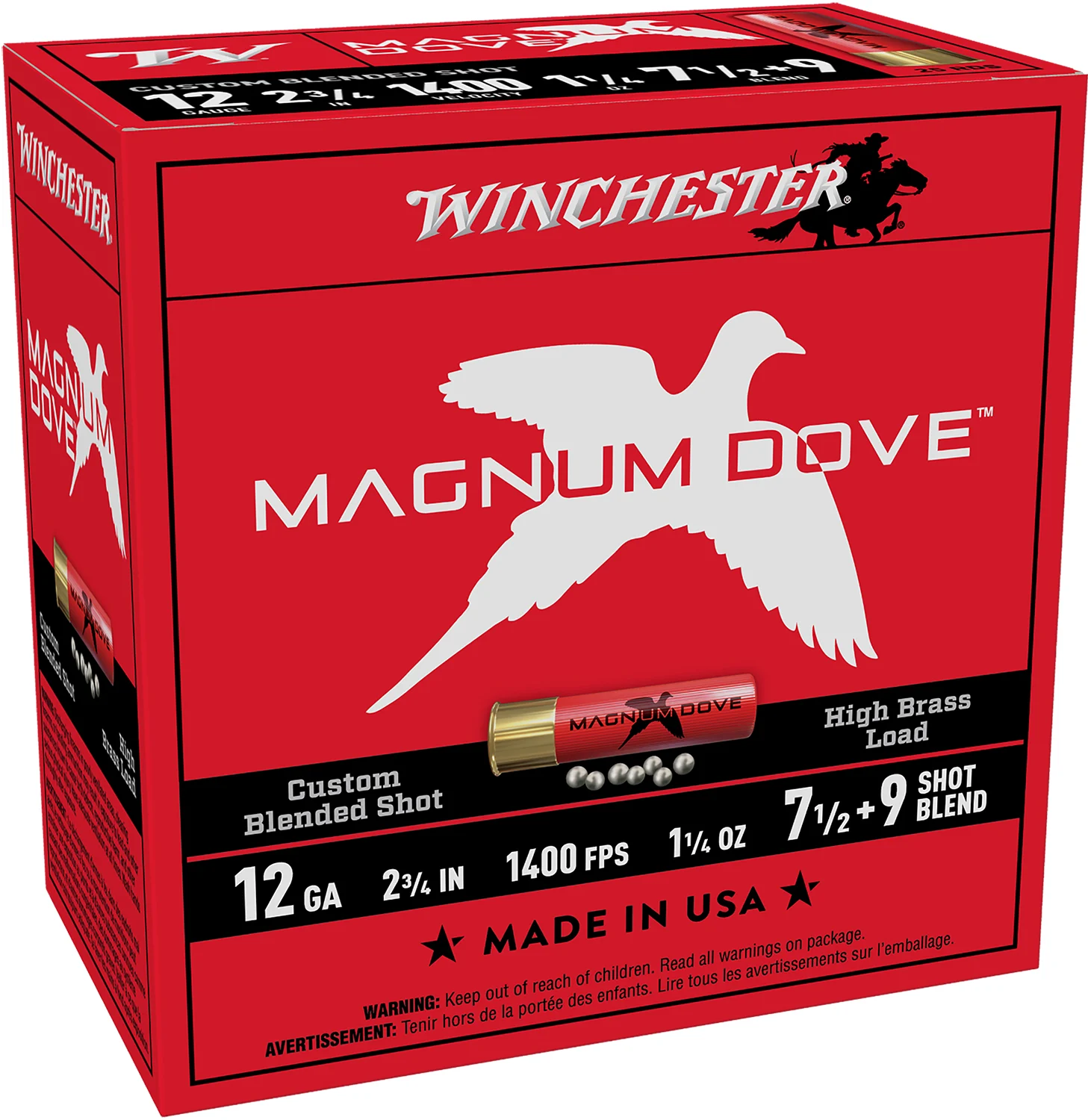Winchester Ammo MD1279 Magnum Dove 12Gauge 2.75" 1 1/4oz 7.5/9Shot 25 Per Box/10 Case
