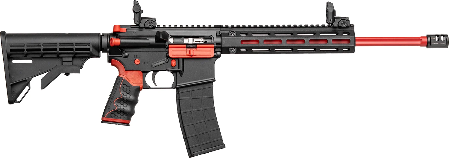 Tippmann Arms A101111 M4 Redline MSR 22 LR 25+1 16" Red Parkerized Fluted Threaded Barrel, Matte Black/Red Aluminum Receiver w/Picatinny Rail, M-LOK Handguard, Black Adj CAR15 Polymer Stock, Red/Black