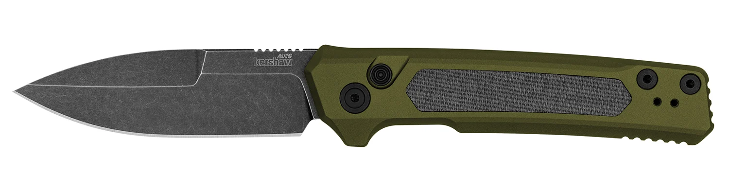 Kershaw 7205 Launch 22 Automatic 3.45" Folding Spear Point Plain CPM MagnaCut Steel Blade, OD Green Anodized w/Black Micarta Inserts Aluminum Handle