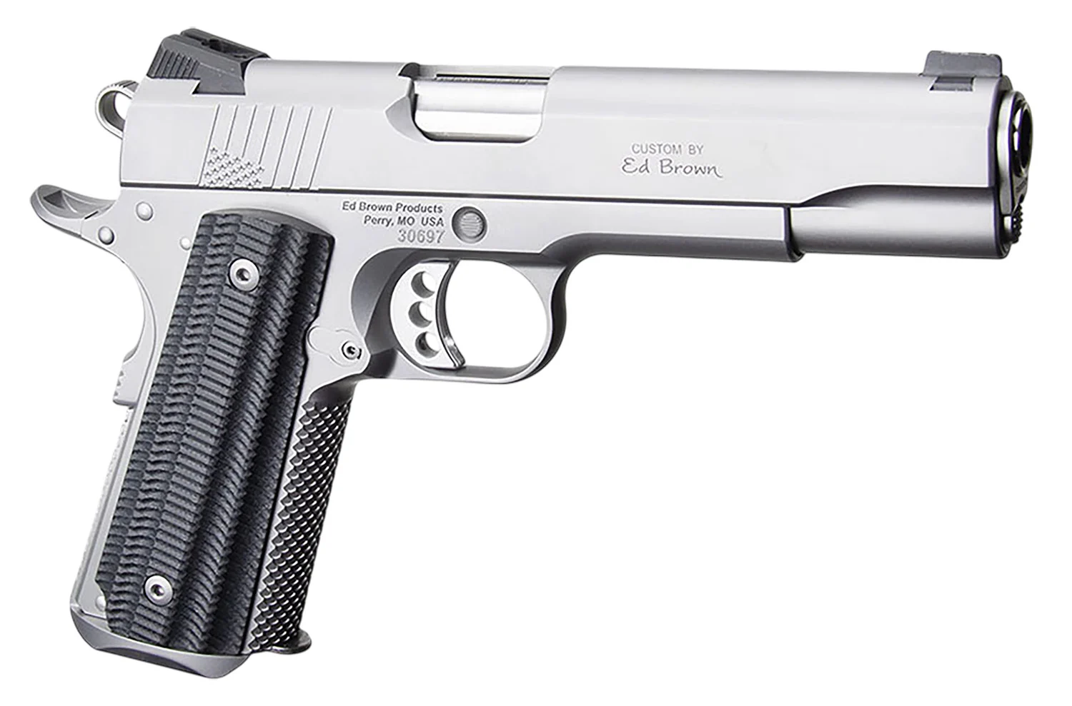 Ed Brown BASESS2A 1911 2nd Amendment 45 ACP 7+1 5" Stainless Steel Barrel, Serrated Slide & Frame, Black Alien G10 Grip, Right Hand