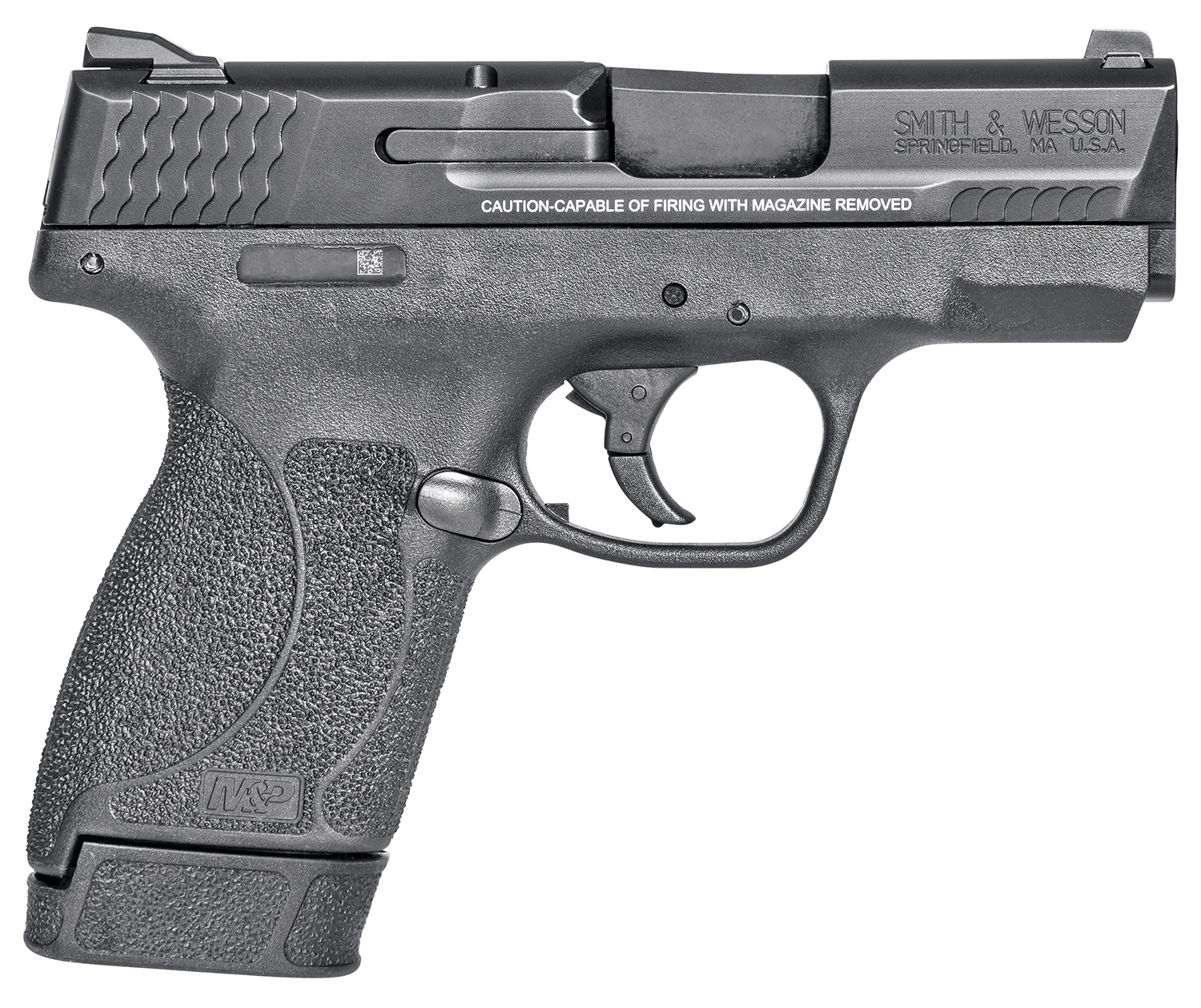Smith & Wesson 14658 M&P M2.0 Shield Compact Slim Frame .45 ACP 7+1 3.30" Black Armornite Barrel, Black Armornite Stainless Steel Serrated Slide, Black Polymer Frame & Textured Grip, Manual Safety