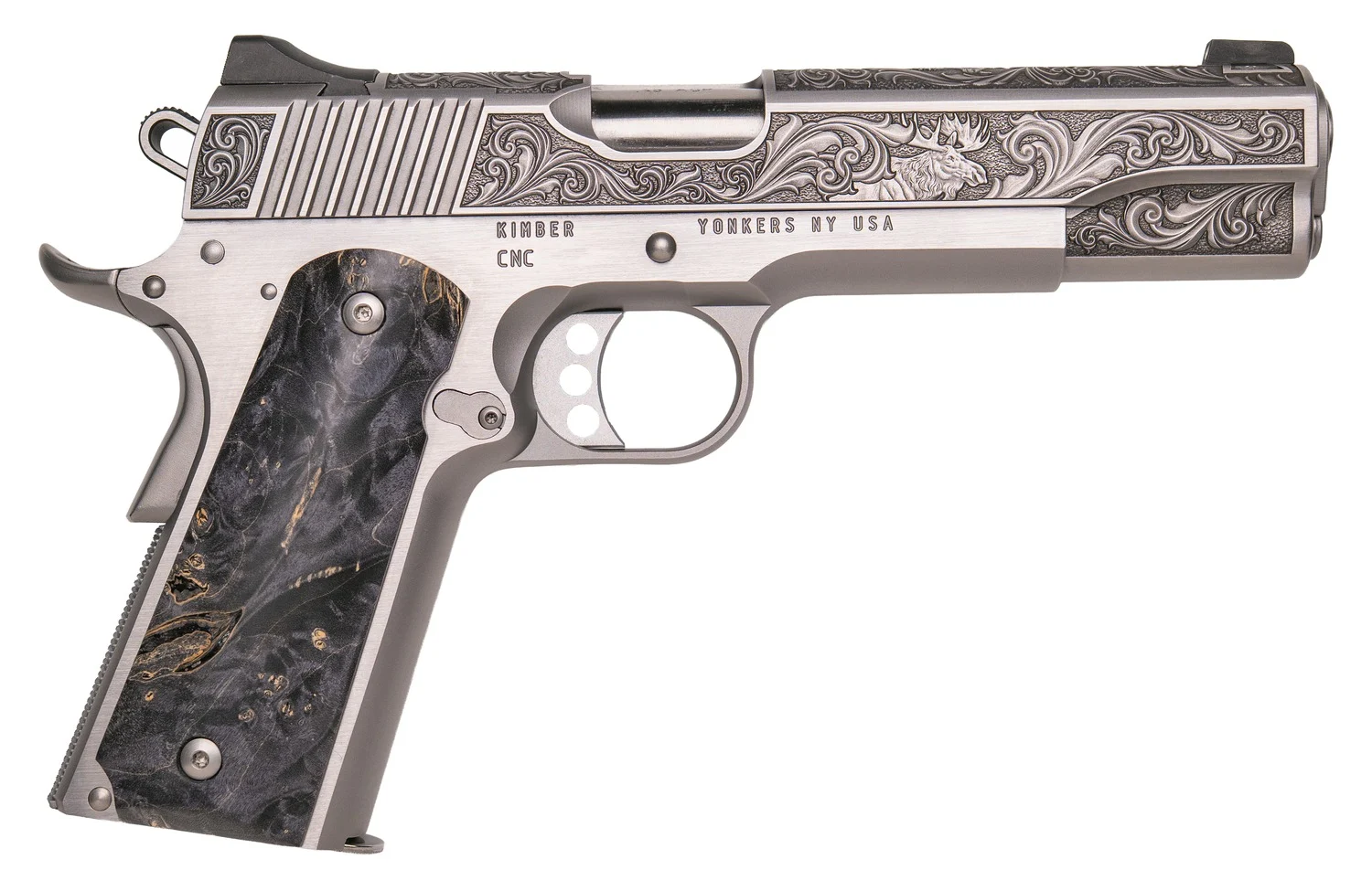Cnc Firearms CNCWILDLIFE45 Kimber 1911 Wildlife Sports South Exclusive 45 ACP 7+1 5" Burled Maple Wood Grip
