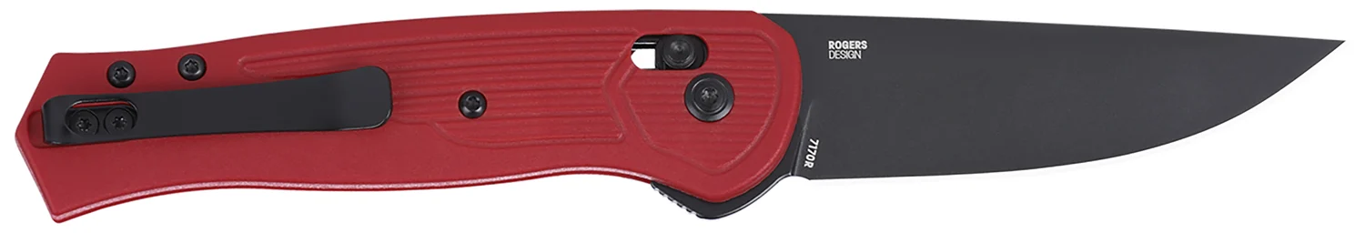 CRKT 7170R SERO EDC 3.02" Folding Plain Black TiNi S35VN SS Blade, Red Textured GRN Handle