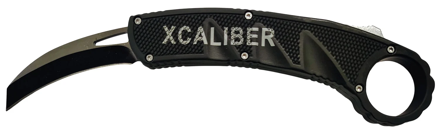 Xcaliber Knife Company Karambit 3" OTF Reverse Tanto Plain Black 440C SS Blade, 5.75" Aluminum Handle