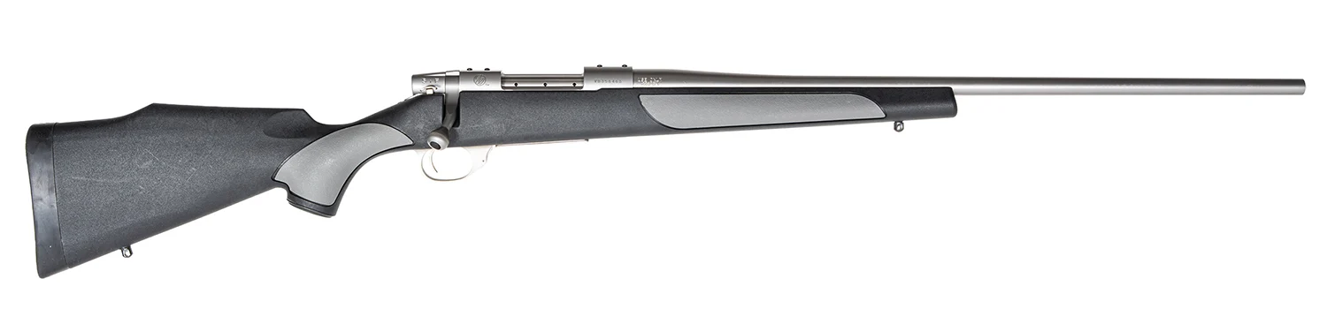 Weatherby Vanguard Weatherguard Full Size 25-06 Rem 5+1 24" Satin Threaded Barrel, Satin Stainless Steel Drilled & Tapped Receiver, Black/Gray Weatherguard Stock