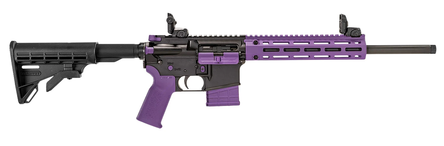 Tippmann Arms A101222 M4-22 LTE 22 LR 25+1 16" Black Parkerized Threaded Barrel, Matte Black Aluminum Receiver w/Picatinny Rail, Purple M-LOK Handguard, Composite Forend, Black Polymer Stock, Purple G