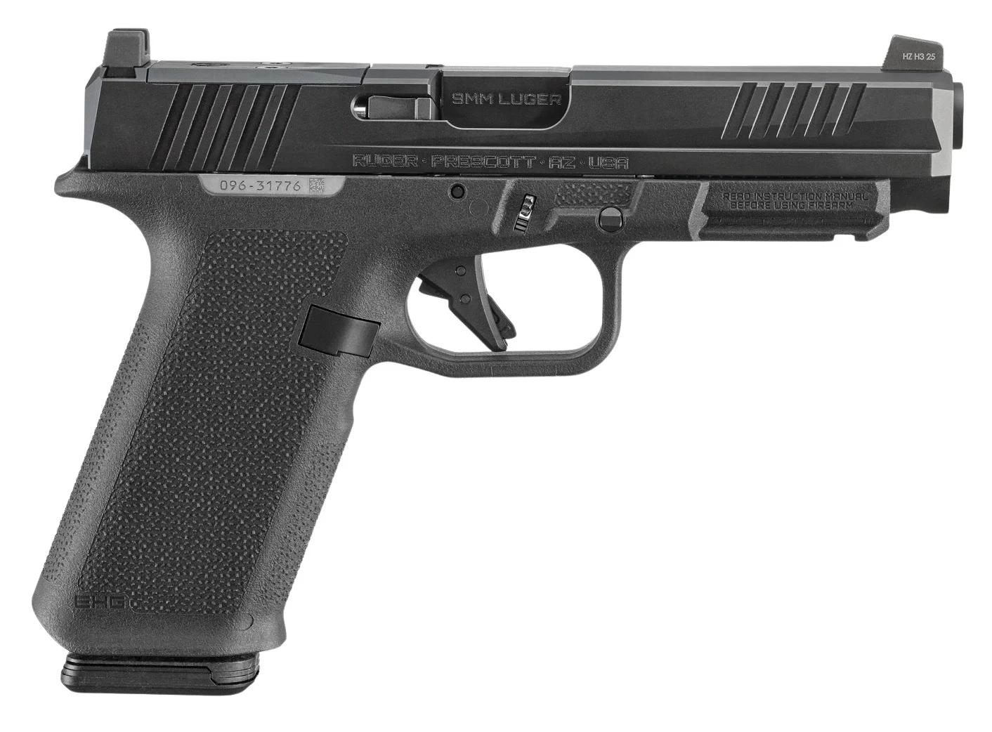 Ruger 19444 RXM 9mm Luger 17+1 4.50" Black FNC Nitride Alloy Steel Barrel & Optic Ready/Serrated Slide, Black Polymer Frame w/Accessory Rail, Textured Grip, RMR/RMSc/DeltaPoint Pro Footprint
